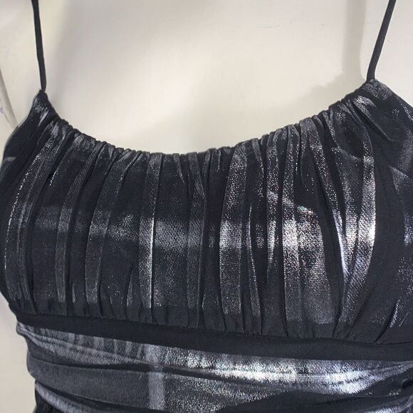 Vintage 90’s Y2K Black Empire Waist Metallic Party Dress Size Small - Picture 15 of 16